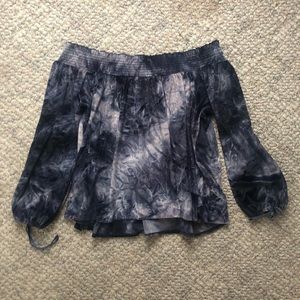 Off the Shoulder American Eagle Valor Tie Dyed Top